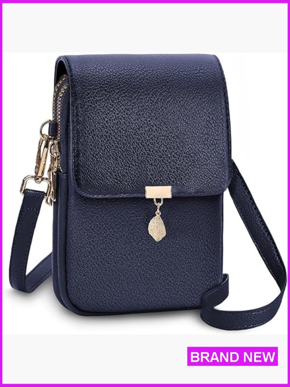 Small Crossbody Bag Vegan Leather Multi Pocket RFID Blocking Cell Phone Purse